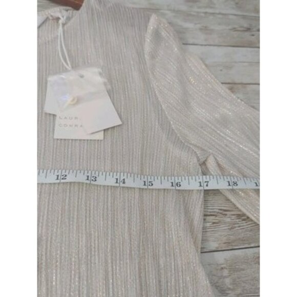 New Lauren Conrad Womens Small Sheer Beige Gold Top Ethereal Fairy Whimsigoth - Picture 8 of 11